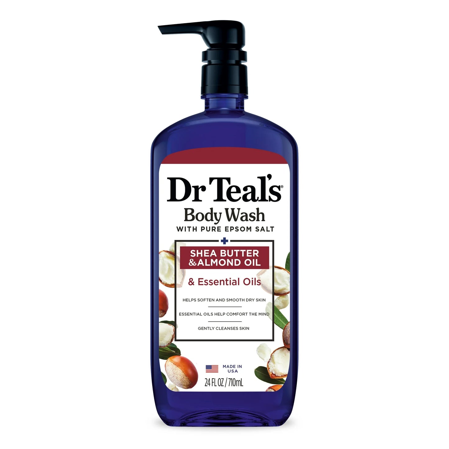 Dr Teal’s Body Wash with Pure Epsom Salt, Shea Butter & Almond, 24 oz