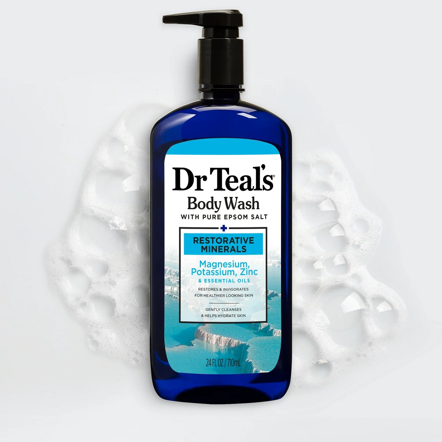 Dr Teal's Foaming Bath with Pure Epsom Salt, Restorative Minerals with Magnesium, Potassium & Zinc - 24 oz