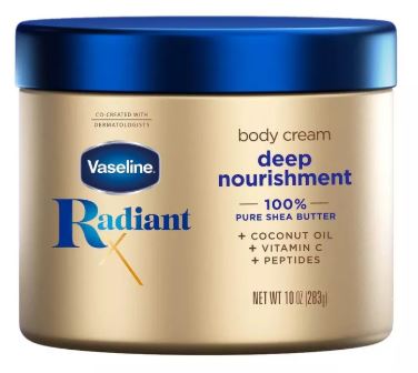 Vaseline Radiant X Deep Nourishment Body Cream with Niacinamide and Peptides 10 oz